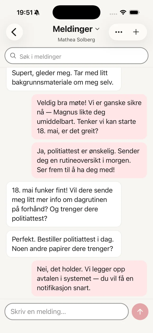 Mobilappen: Samtale med assistent